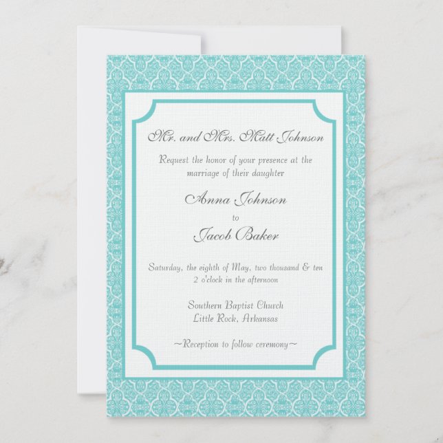 Invitation Mariage damassé simple classique (Devant)
