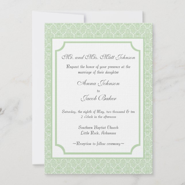 Invitation Mariage damassé simple classique (Devant)