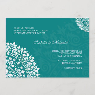Invitation Mariage damassé turquoise