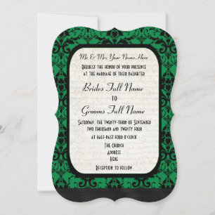 Invitation Mariage damassé verte et noire
