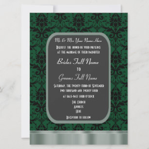 Invitation Mariage damassé verte et noire
