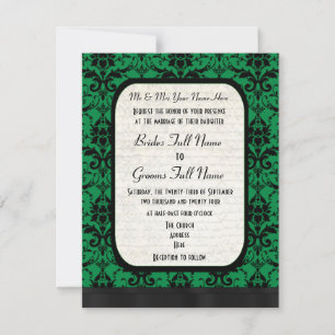 Invitation Mariage damassé verte et noire