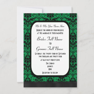 Invitation Mariage damassé verte et noire