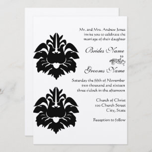 Invitation Mariage damassé victorienne noire