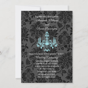 Invitation Mariage damassé victorienne (turquoise)