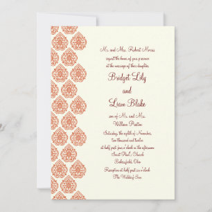 Invitation Mariage damassé Vintage (orange)