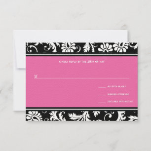 Invitation Mariage damassé Vintage rose RSVP
