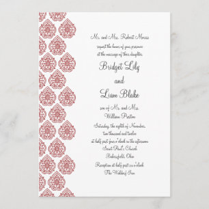 Invitation Mariage damassé Vintage (rouge)