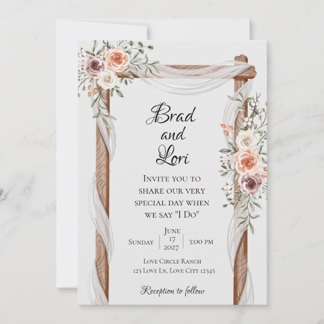Invitation Mariage d'amour botanique délicat (Devant)