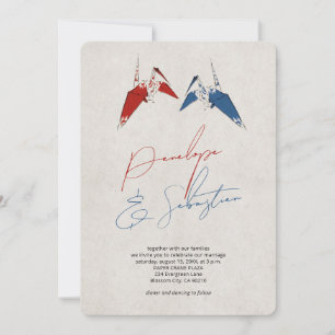 Invitation Mariage d'amour de grue papier