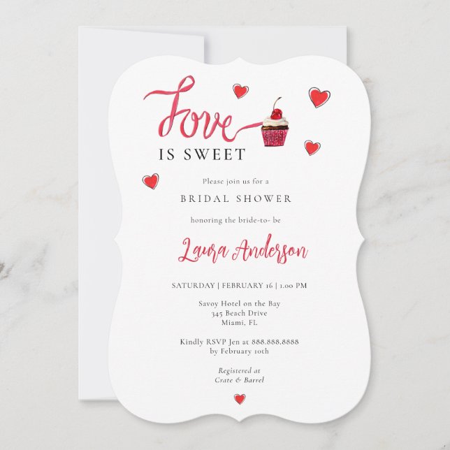 Invitation Mariage d'Amour Douce Fête Prénuptiale (Devant)