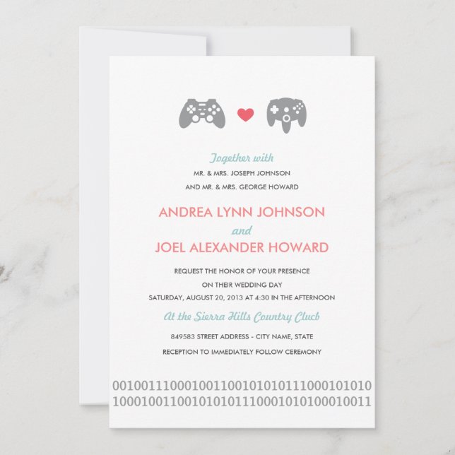 Invitation Mariage d'amour du contrôleur de jeu (Devant)