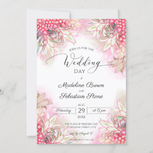 Invitation Mariage d'ananas rose exotique
