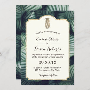 Invitation Mariage d'ananas Tropical Feuille Luau
