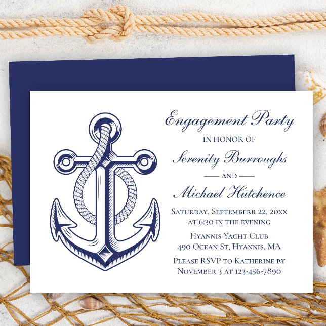 Invitation Mariage d'Ancre bleu de la marine (Créateur téléchargé)