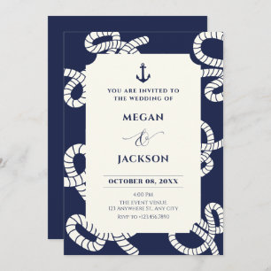 Invitation Mariage d'ancre bleu marine