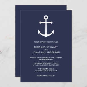 Invitation Mariage d'Ancre bleu marine moderne