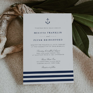 Invitation Mariage d'Ancre de la marine nautique et de la ban