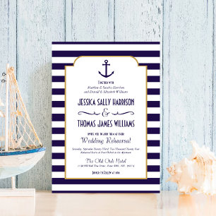 Invitation Mariage d'Ancre de la marine nautique et de la ban