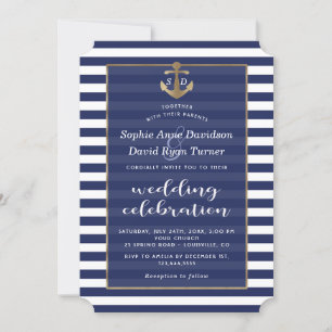Invitation Mariage d'Ancre d'or de la marine nautique