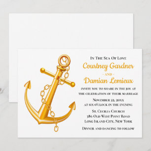 Invitation Mariage d'Ancre d'or nautique