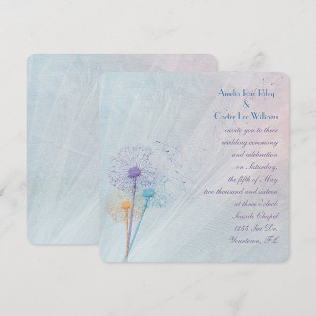Invitation Mariage Dandelion Bouquet (Devant / Derrière)