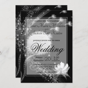 Invitation Mariage Dandelion noir et blanc