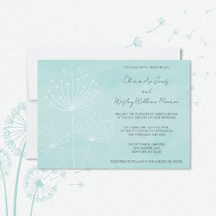 Invitation Mariage Dandelions verts en verre de mer