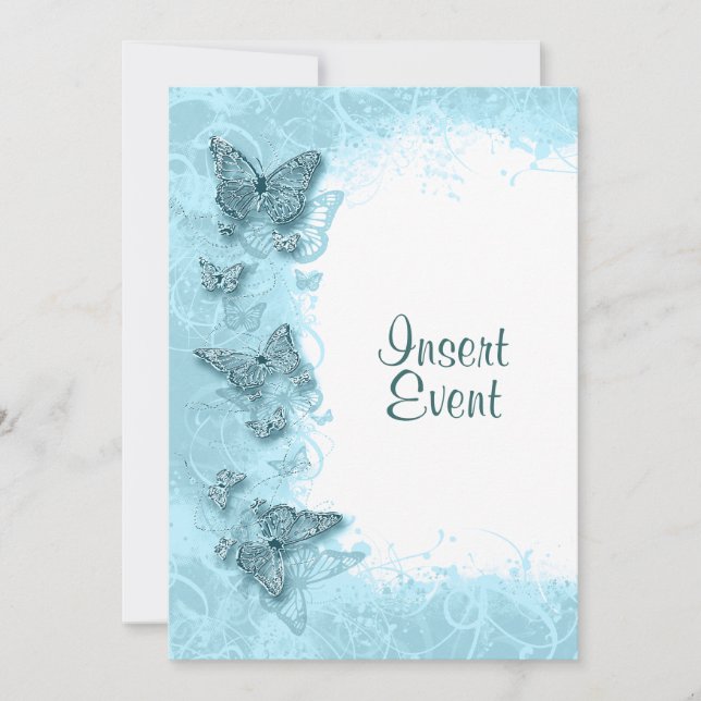 Invitation Mariage d'anniversaire de papillon bleu (Devant)