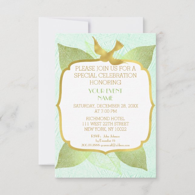 Invitation Mariage d'anniversaire moderne Vert Golden Vip (Devant)