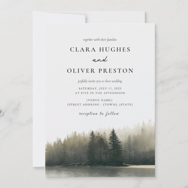 Invitation Mariage dans la forêt de séquoias côtière de Pine  (Devant)