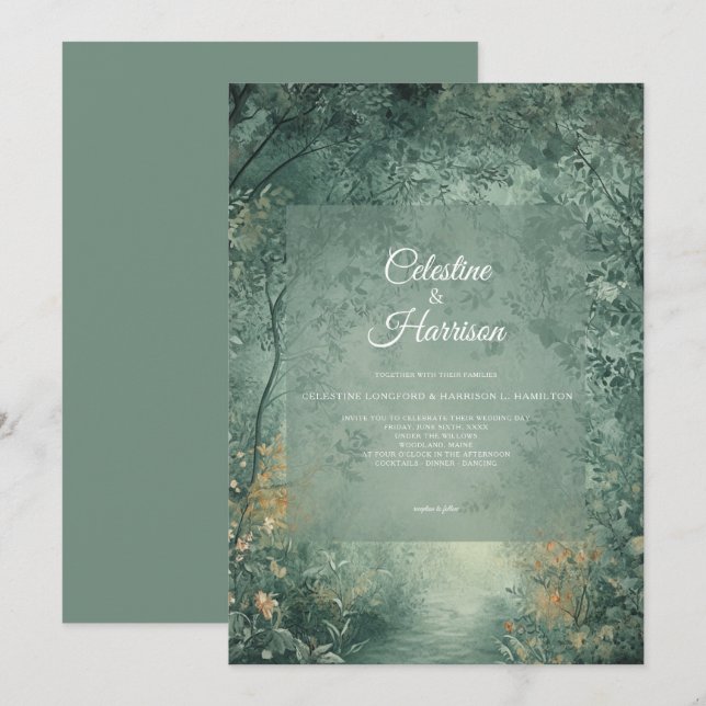 Invitation Mariage dans la forêt enchantée (Devant / Derrière)