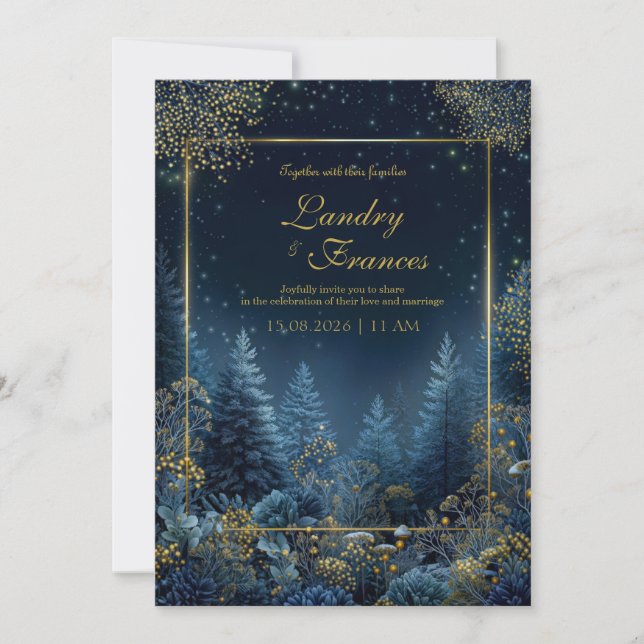 Invitation Mariage dans la forêt enchantée de minuit (Devant)