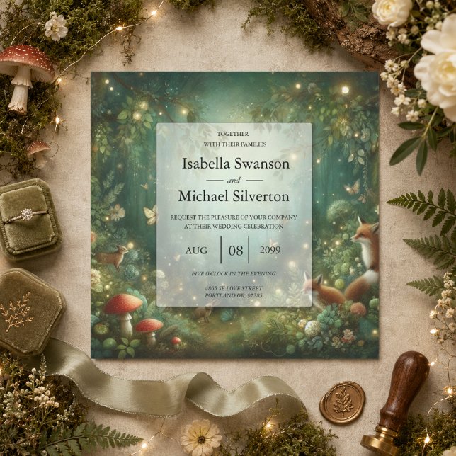 Invitation Mariage dans la Forêt Enchantée de Vert Émeraude (Créateur téléchargé)