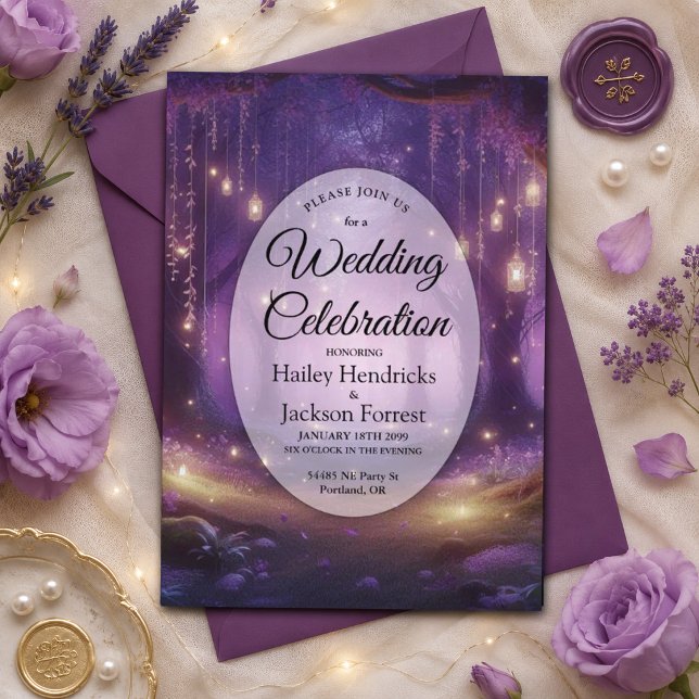 Invitation Mariage dans la forêt enchantée de Violet à minuit (Créateur téléchargé)