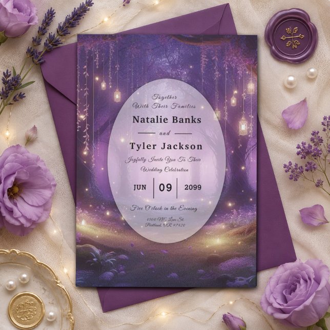 Invitation Mariage dans la forêt enchantée de Violet à minuit (Créateur téléchargé)