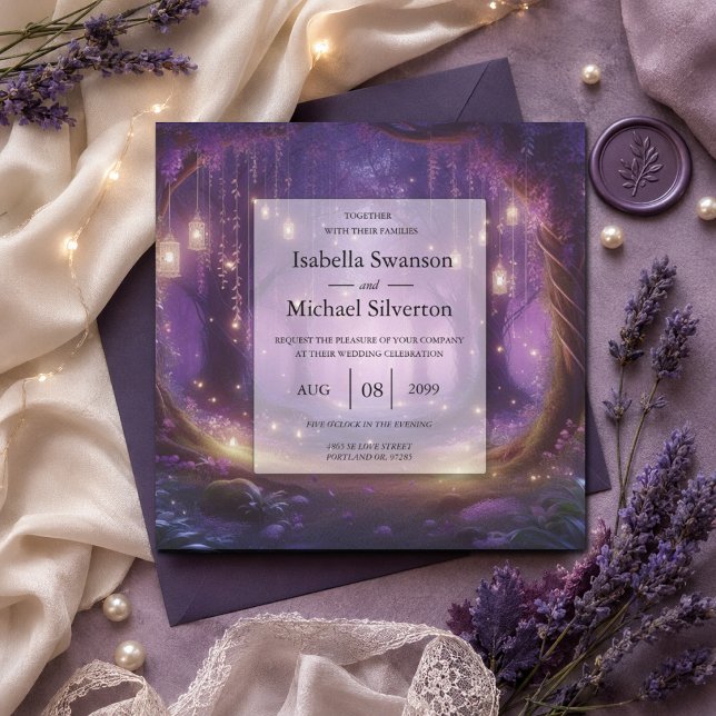 Invitation Mariage dans la forêt enchantée de Violet à minuit (Créateur téléchargé)