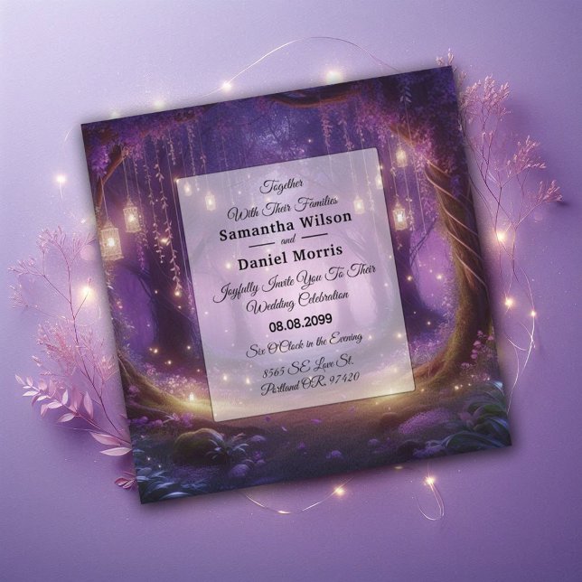Invitation Mariage dans la forêt enchantée de Violet à minuit (Créateur téléchargé)