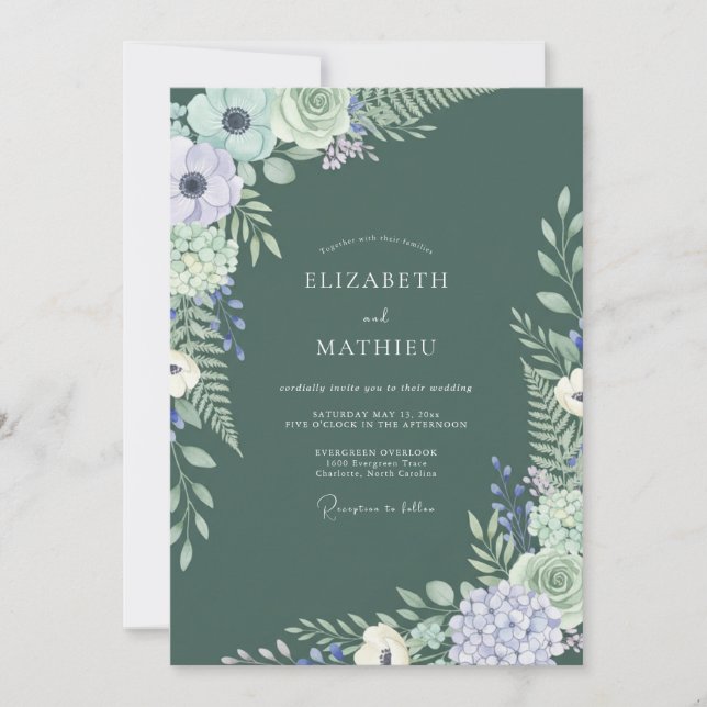 Invitation Mariage dans la Nature Époustouflante de Teinte Ve (Devant)