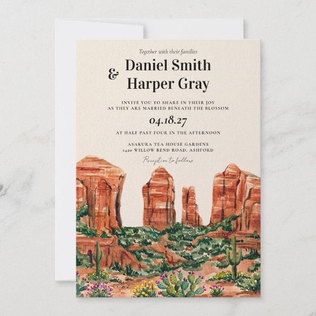 Invitation Mariage dans le désert de Sedona Arizona (Devant)