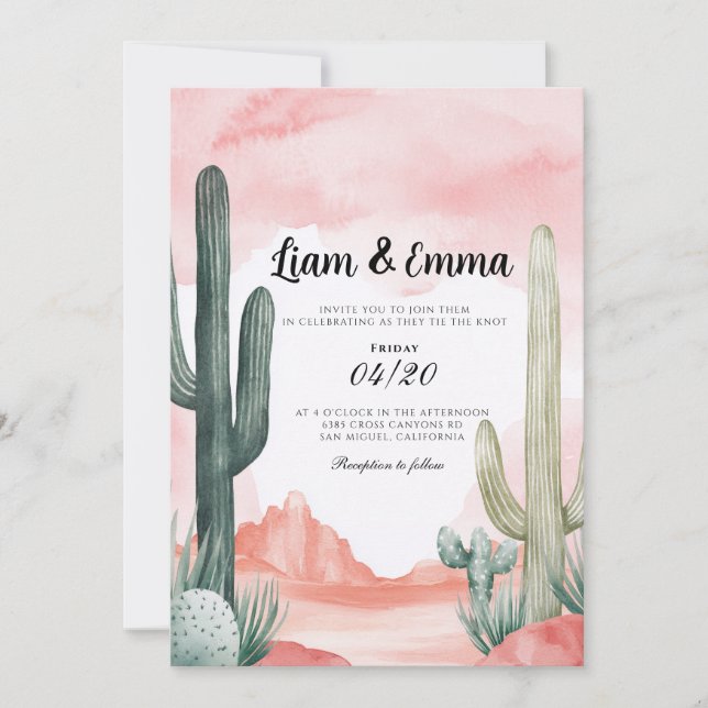 Invitation Mariage dans le désert du sud-ouest de l'Arizona a (Devant)