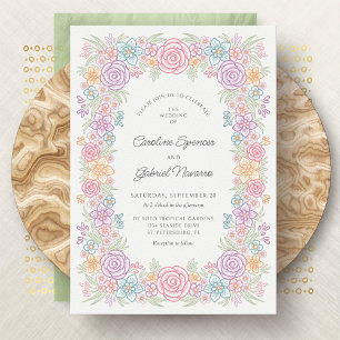 Invitation Mariage dans le jardin Fleur sauvage coloré