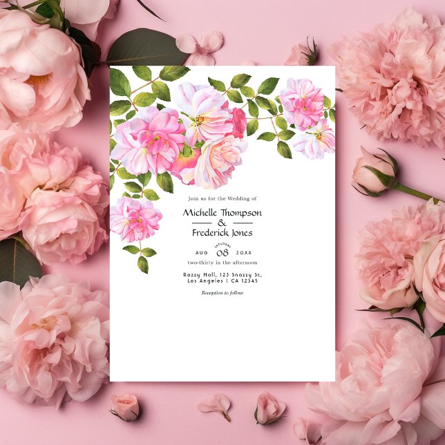Invitation Mariage dans le jardin rose (Créateur téléchargé)