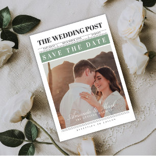 Invitation Mariage dans le journal Noir et blanc Save the Dat