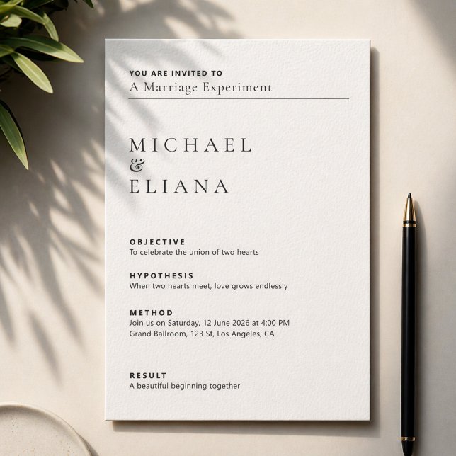 Invitation Mariage dans le style d'un rapport de laboratoire  (Créateur téléchargé)