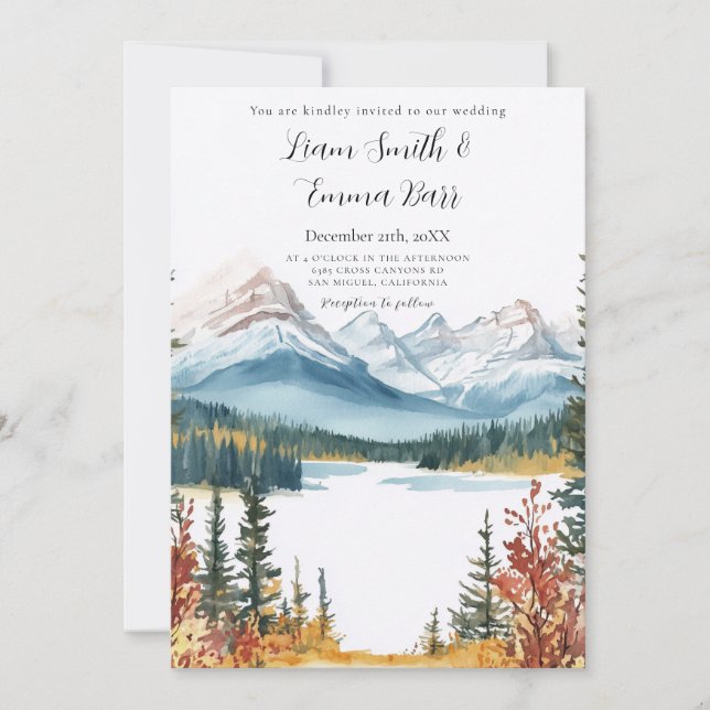 Invitation Mariage dans les montagnes Rocheuses canadiennes d (Devant)