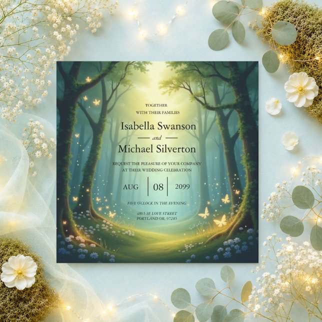 Invitation Mariage dans un Bois Enchanté et Ensolleillé d'Été (Créateur téléchargé)