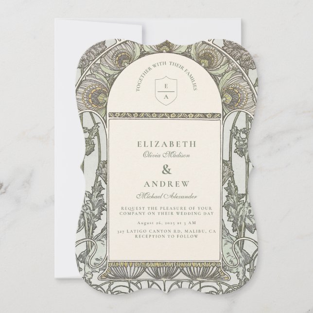 Invitation Mariage dans un conservatoire orné (Devant)