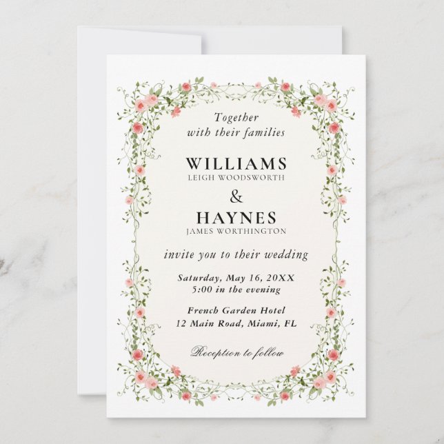 Invitation Mariage dans un jardin de fleurs sauvages (Devant)