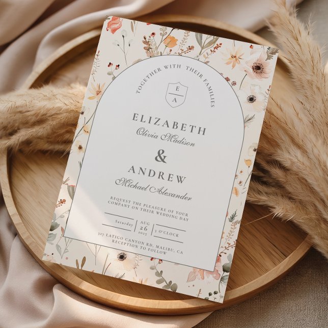 Invitation Mariage dans un jardin de fleurs sauvages délicate (Créateur téléchargé)